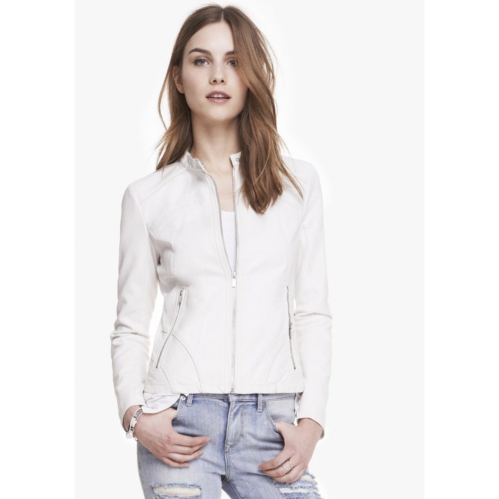 EXPRESS NWT $128 Faux Leather White Jacket